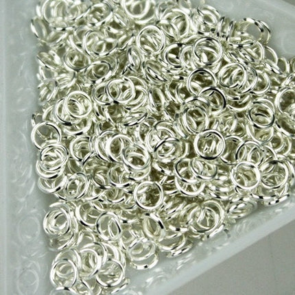 4mm Jump Rings, 500 pcs of Sterling Silver Plated Jump Rings / Jumprings - 4mm 22 gauge 0.6mm Link Connector Open Jump - 6x4mm
