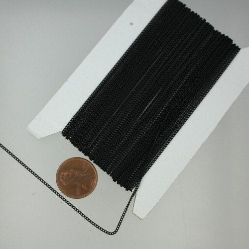 3 ft spool of Black Finished tiny curb chain - 1.3mm soldered link - 1.3S