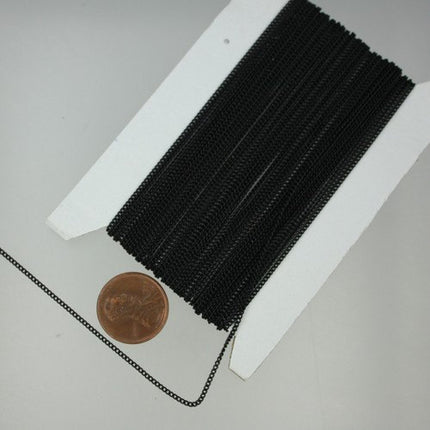 100 ft spool of Black Finished over brass Tiny curb chain - 1.3mm soldered link - 1.3S