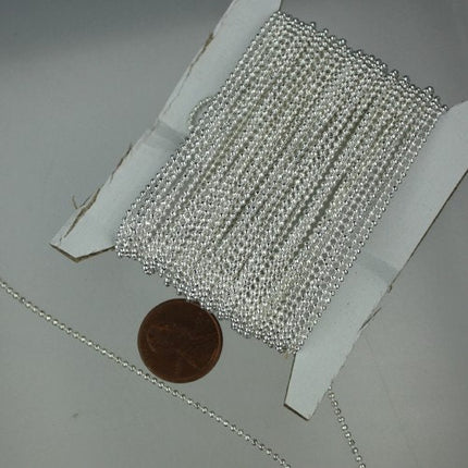 Sterling Silver Plated facet BALL Chain - 32 ft. spool of Bulk Ball chain  Wholesale - 1.5mm w/ FREE 50 connectors (Crimp) - 15DC
