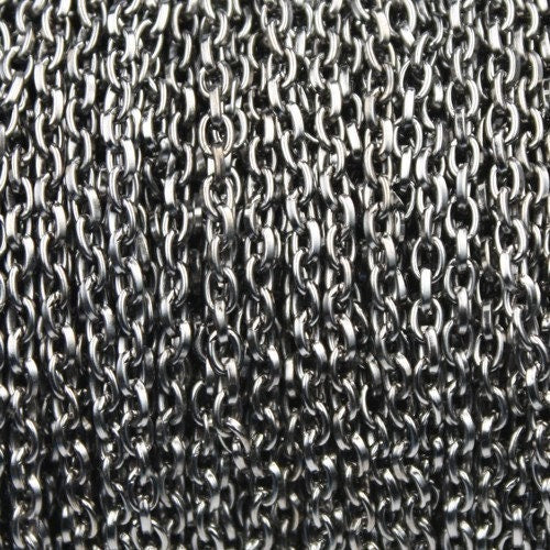 Gunmetal Drawn Chain Bulk, 12 ft spool of DRAWN cable chain 4X3mm - unsoldered link,Bulk Necklace Chain - 43DRAWN
