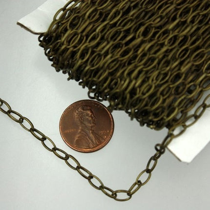 32 ft of Antique Brass finished Oval drawn cable Chain - 6.3x3.5mm unsoldered link - 6335DR