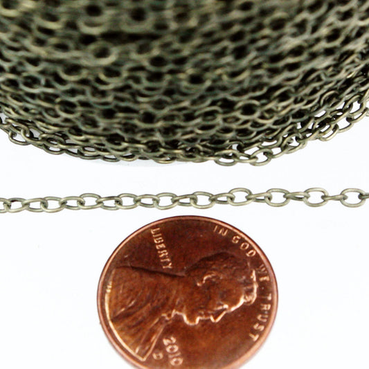 SALE Sale 100 ft spool of Antique Brass Finished Round cable chain - 2.9x2.0mm - unsoldered link - 2920CA