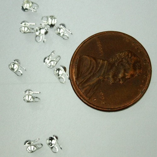 100pcs of Silver finished ball chain connector for 1.5mm and 1.2mm chain - Crimp Type