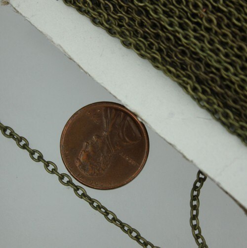 300 ft of Antiqued Brass finished Round Cable Chain - 3x2.2mm - Unsoldered Links - 322CA