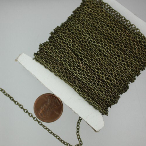 300 ft of Antiqued Brass finished Round Cable Chain - 3x2.2mm - Unsoldered Links - 322CA