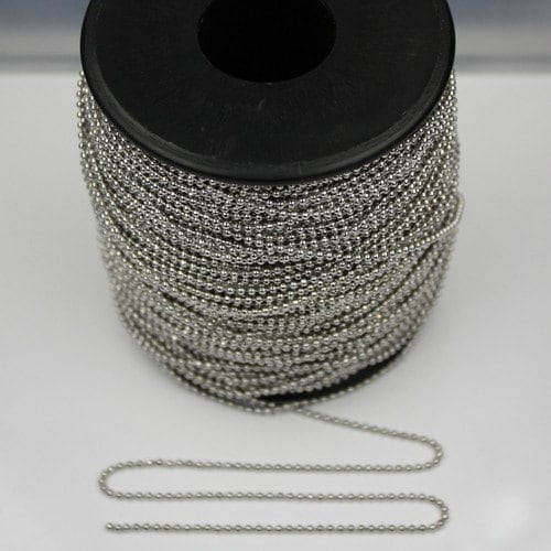 32 feet Rhodium Plated ROUND Ball chain - 1.5mm ball size with FREE 10 pcs of Connector(insert) - 15BALL
