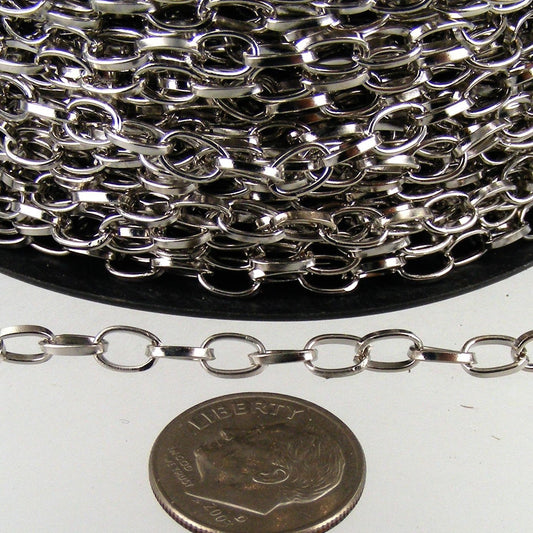 3/12/32/50 Feet of Rhodium/Antique  Brass/Copper/Gunmetal/Gold Plated Drawn Cable Chain - 6.3x3.5mm Unsoldered Link - 6335DR