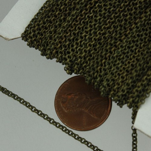 Antique Brass Rolo Chain bulk Chain, 50 ft of Rolo Bronze Cable Chain 2.0mm 2mm - Unsoldered Links -  Wholesale Jewelry - 20ROLO