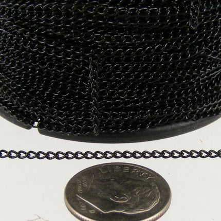 32ft. spool of black little curb chain - 1.3mm Soldered Link - 1.3S