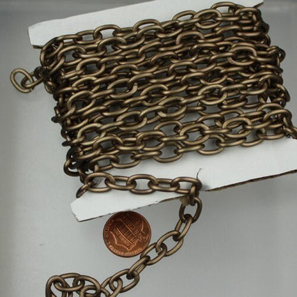 10 ft of Antique Brass Aluminum Light Weight Chunky Style Big Cable Chain - 12.5x9mm Unsoldered Link