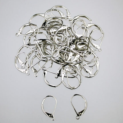50 Antique Silver Rhodium Leverback Earrings earwire 10X15mm