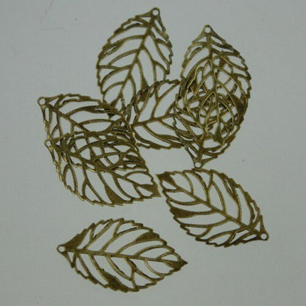 50 pcs of antiqued Brass finished leaf filigree focal 32x18mm