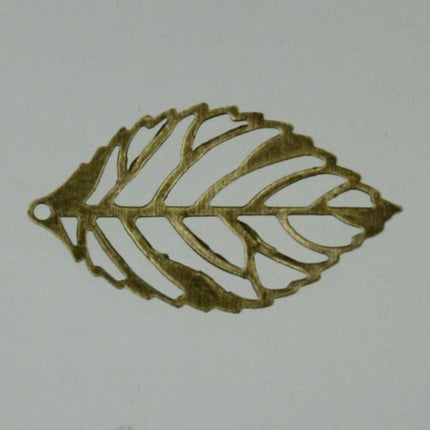 50 pcs of antiqued Brass finished leaf filigree focal 32x18mm