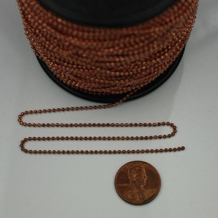 Copper Plated facet BALL Chain - 10 ft. spool of Bulk Ball chain  Wholesale - 1.5mm w/ FREE 10 connectors (Insert) - 15DC