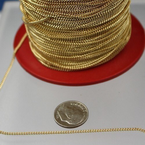 100ft. spool of gold plated SOLDERED little curb chain - 1.3mm SOLDERED link - 1.3S