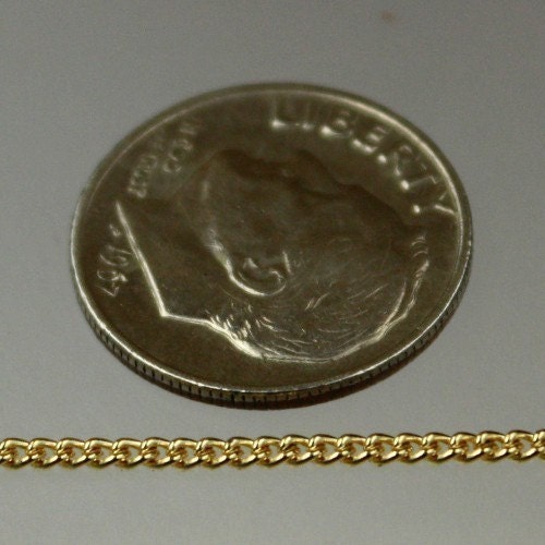 10ft. spool of gold plated SOLDERED little curb chain - 1.3mm SOLDERED link - 1.3S