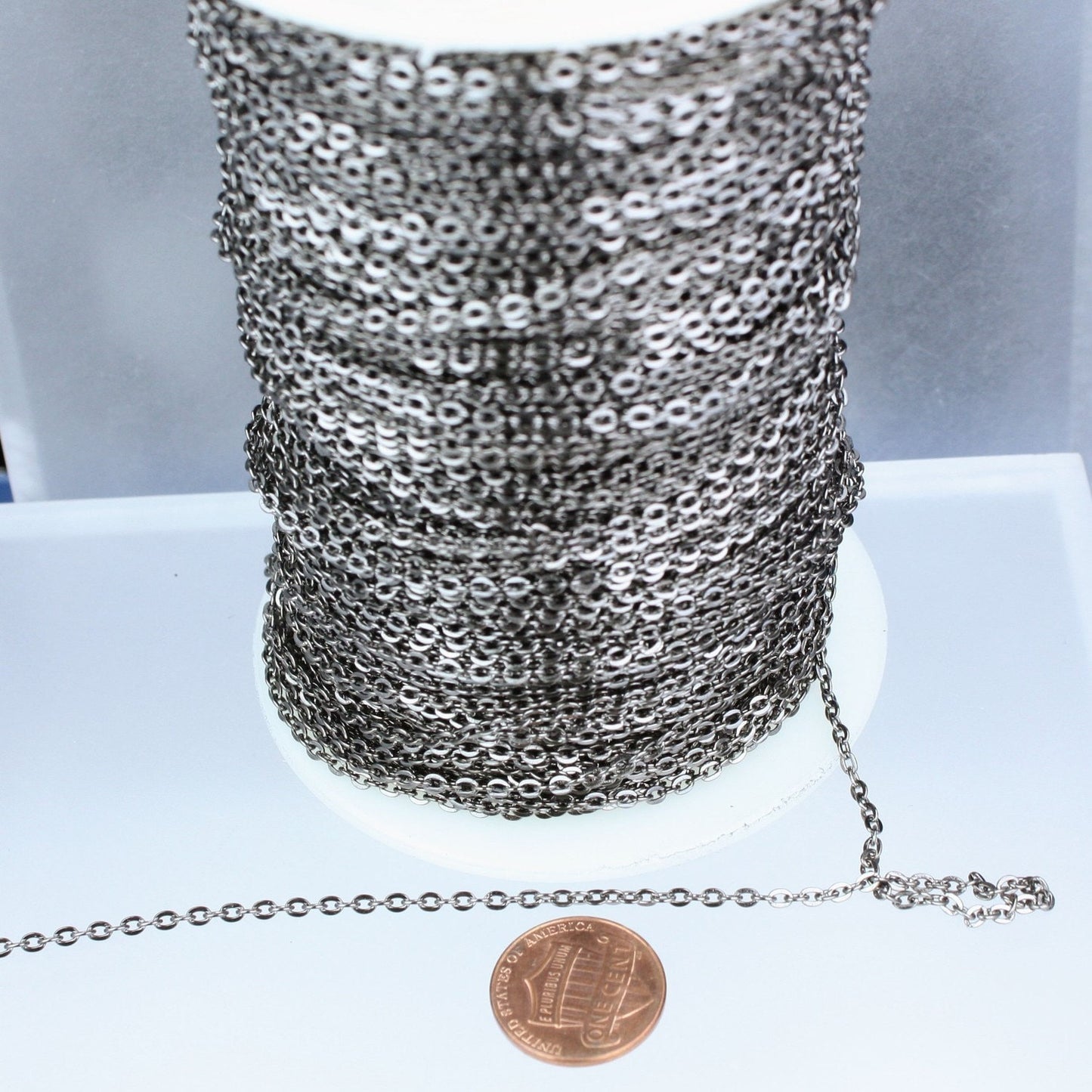 32 Ft spool of Gunmetal Finished Flat Round cable chain - 3x2.2mm - unsoldered link - 322FLAT
