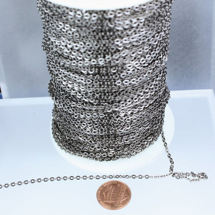96 feet Gunmetal Flat Cable Chain - 3x2.2mm Unsoldered link - 322FLAT