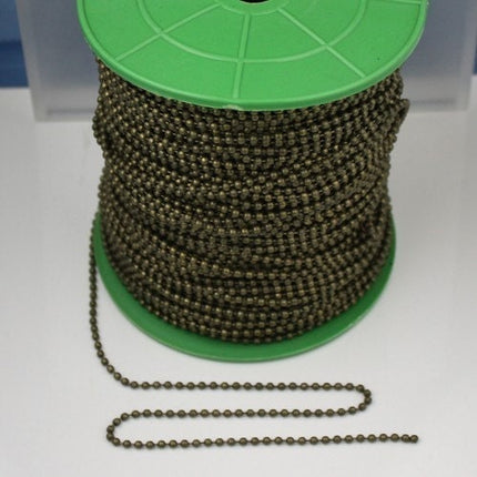 Antique Bronze Chain Bulk, 12 ft. spool of ROUND BALL chain  - 2.4mm ball size - w/ FREE 10pcs Connectors (Insert) - 24BALL