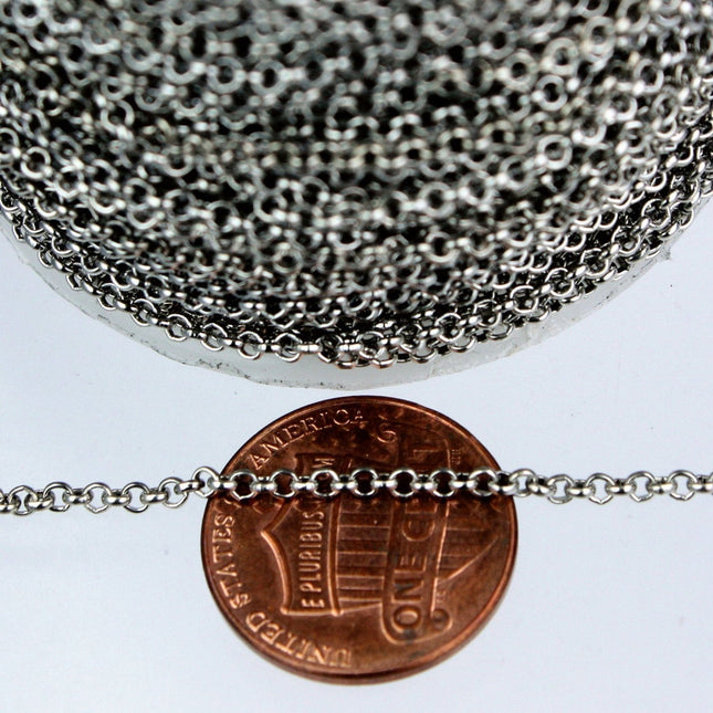 Gunmetal Rolo Chain bulk, 50 ft of Rolo Cable Chain 2.0mm 2mm - Unsoldered Links -  Wholesale Bulk Jewerly Chain - 20ROLO