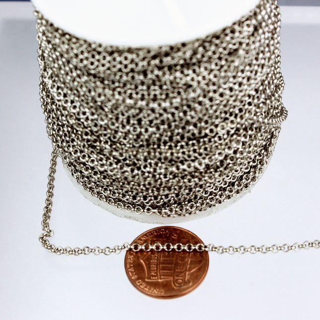 Gunmetal Rolo Chain bulk, 50 ft of Rolo Cable Chain 2.0mm 2mm - Unsoldered Links -  Wholesale Bulk Jewerly Chain - 20ROLO
