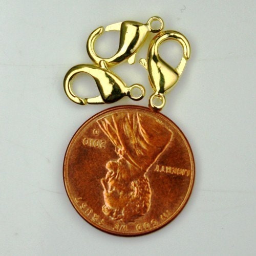 30 pcs of Gold Tone Plated lobster claw brass clasp 12X7mm - LOB12B
