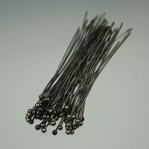 Bulk/FingerPick 100 pcs Gunmetal Ball headpins Head Pins - 2 inches (50mm), 24 Gauge 24G 1.8mm Hard Body - BPIN-24G-50