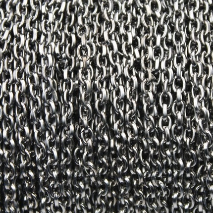 Gunmetal Drawn Chain Bulk, 32 ft spool of DRAWN cable chain 4X3mm - unsoldered link,Bulk Necklace Chain - 43DRAWN