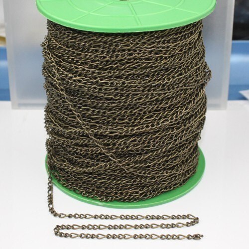 50 ft Spool of Antique Brass figaro chain 7x3mm Links - 7x3FIG