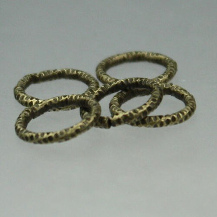 100 pcs of Antique Brass plated Textured jumpring - 9mm