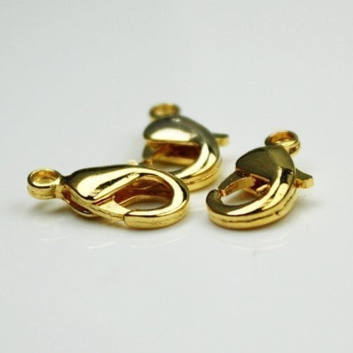 30 pcs of 24K Gold Plated lobster claw brass clasp 12X7mm - LOB12B