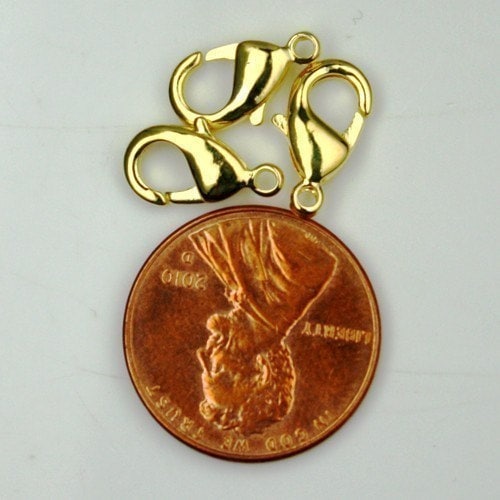 30 pcs of 24K Gold Plated lobster claw brass clasp 12X7mm - LOB12B