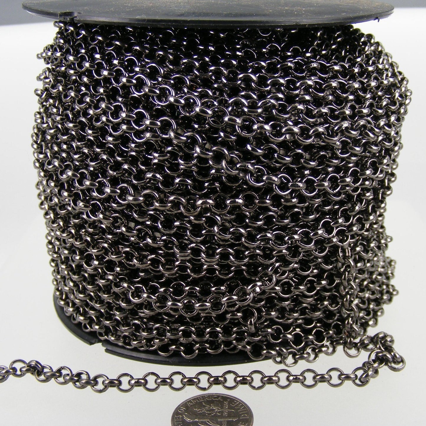 Gunmetal Rolo Chain bulk, 12 ft of Rolo Cable Chain 4.7mm - Unsoldered Links - Necklace Bracelet Wholesale  - 47ROLO