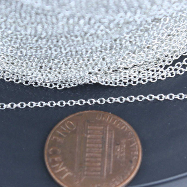10 ft. of 925 SOLID Sterling Silver Tiny Round Cable Chain - 1.6x1.2mm - SS1612