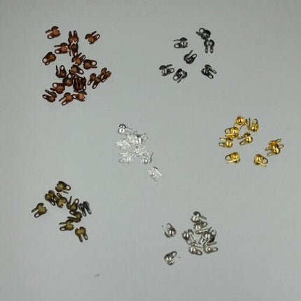 100pcs of Gold Plated ball chain connector for 2.4mm - Crimp Type
