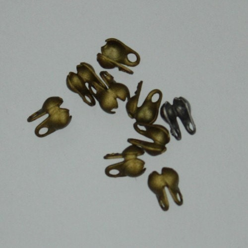 100pcs of Antique Brass finished ball chain connector for 2.4mm - Crimp Type