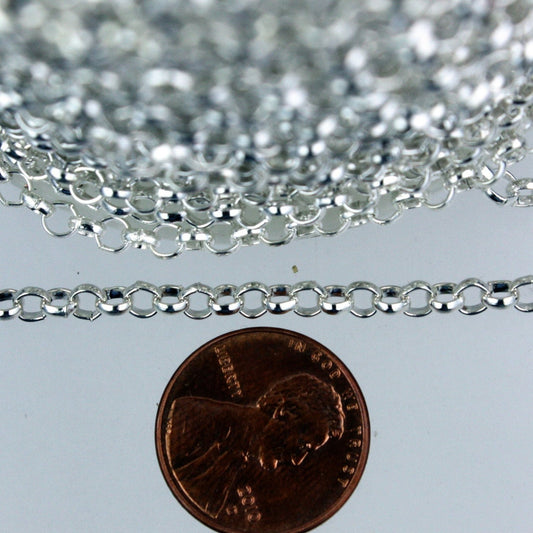 Sterling Silver Plated Rolo Chain bulk, 32 ft of Rolo Cable Chain 3.2mm - Unsoldered Links - Necklace Bracelet  - 3.2ROLO