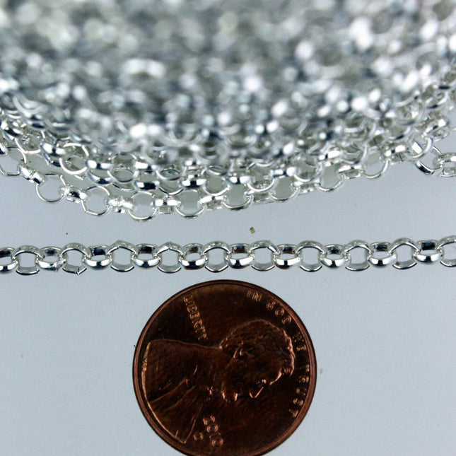 Sterling Silver Plated Rolo Chain bulk, 32 ft of Rolo Cable Chain 3.8mm - Unsoldered Links - Necklace Wholesale Bulk - 38ROLO