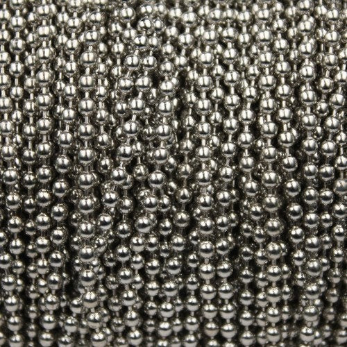 Rhodium Chain Ball Bulk Chain, 32 ft. of ROUND BALL chain - 2.4mm ball size - w/ FREE 20 pcs Connectors (Insert) - 24BALL