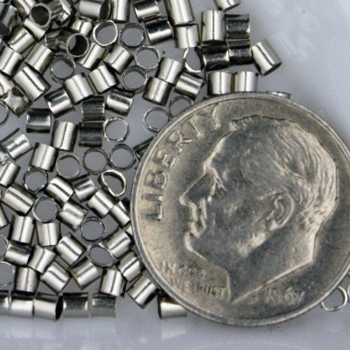 500 pcs rhodium plated crimp tube - 2x2mm