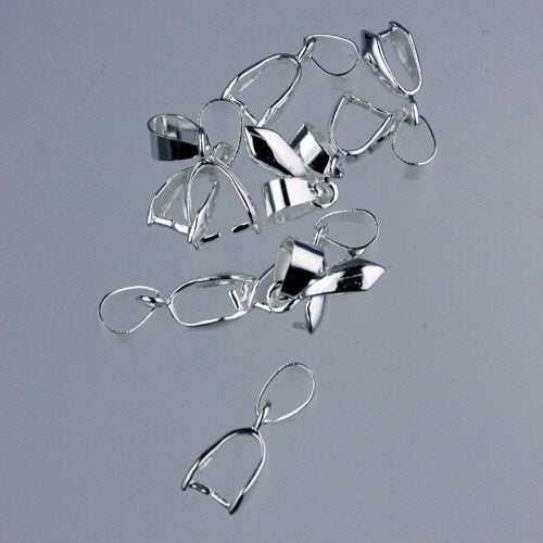 20 pcs of Silver Plated on Brass Pinch Ice Pick Bails Pendant Clasp - 19mm