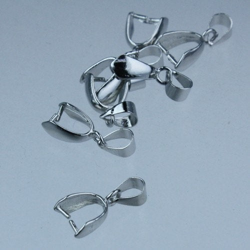 20 pcs of Rhodium Plated on Brass Pinch Ice Pick Bails Pendant Clasp - 19mm