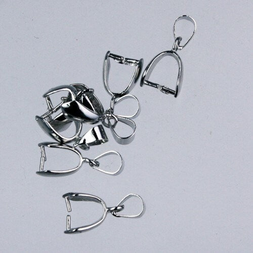 20 pcs of Rhodium Plated on Brass Pinch Ice Pick Bails Pendant Clasp - 19mm