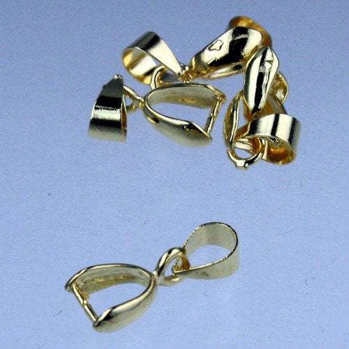 20 pcs of Gold plated on Brass Pinch Ice Pick Bails Pendant Clasp - 15mm