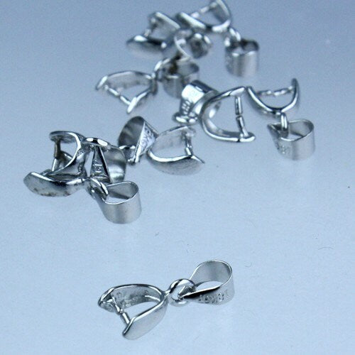 20 pcs of Rhodium plated on Brass Pinch Ice Pick Bails Pendant Clasp - 15mm