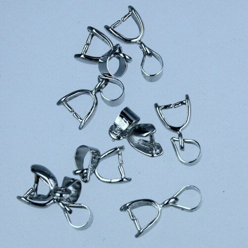 20 pcs of Rhodium plated on Brass Pinch Ice Pick Bails Pendant Clasp - 15mm