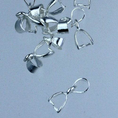20 pcs of Silver plated on Brass Pinch Ice Pick Bails Pendant Clasp - 15mm