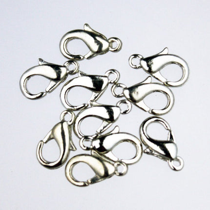 30 pcs of lobster claw clasp 12X7mm - Rodium Plated - LOB12B
