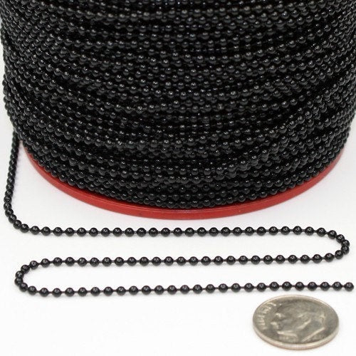 10 feet Black ball chain - 2.0mm ball size - with FREE Connector (10 pcs - Insert)
